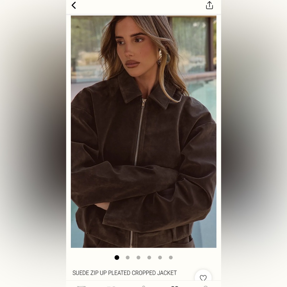 Suede Zip-Up Cropped Jacket - Olive